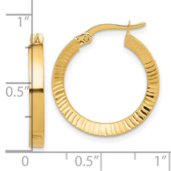 14K Polished and Diamond-cut Hoop Earrings - 6