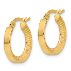 14K Polished and Diamond-cut Hoop Earrings - 3