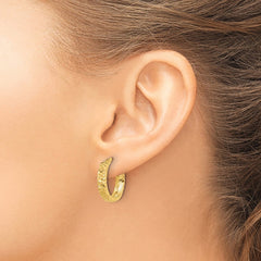 14K Polished 4mm Diamond Cut Hoop Earrings