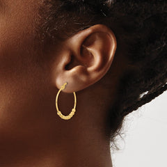 14K Polished Beads Hoop Earrings - 2