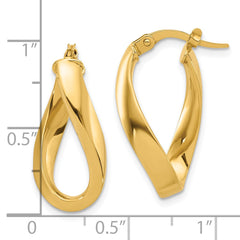 14K Polished Twisted Oval Hoop Earrings - 2