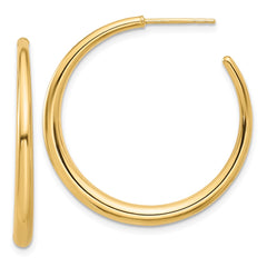 14K Polished Hoop Post Earrings - 2