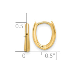 14K Polished Oval Hinged Hoop Earrings - 2