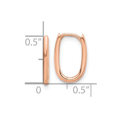 14K Rose Gold Polished Oval Hinged Hoop Earrings