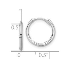14K White Gold Polished Hinged Hoop Earrings - 4