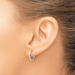 14K White Gold Polished Hinged Hoop Earrings - 2