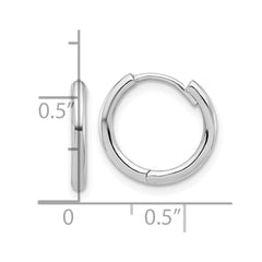 14K White Gold Polished Hinged Hoop Earrings - 2