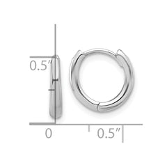 14K White Gold Polished Hinged Hoop Earrings - 3