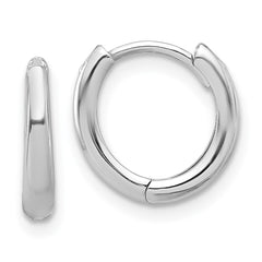 14K White Gold Polished Hinged Hoop Earrings - 3