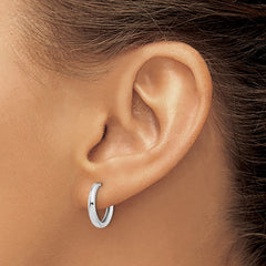 14K White Gold Polished Hinged Hoop Earrings - 6