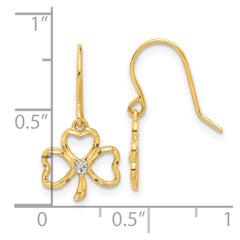 14k and White Rhodium D/C Clover Dangle Earrings