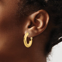 14K Polished Knife Edge Oval Hoop Omega Back Earrings