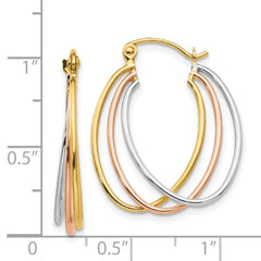 14K Tri Color Hoop Earrings - 2