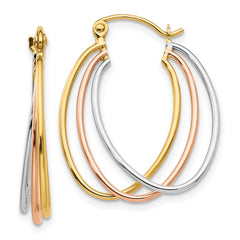 14K Tri Color Hoop Earrings - 2