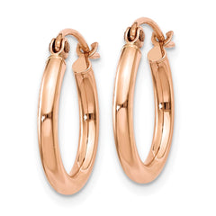 14k Rose Gold Polished 2mm Lightweight Tube Hoop Earrings - 5