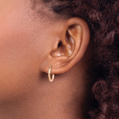 14k Rose Gold Polished 2mm Lightweight Tube Hoop Earrings - 5
