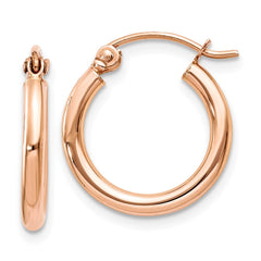 14k Rose Gold Polished 2mm Lightweight Tube Hoop Earrings - 5