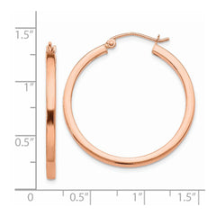 14k Rose Gold Lightweight Square Tube Hoop Earrings - 3