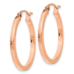 14k Rose Gold Lightweight Square Tube Hoop Earrings - 2