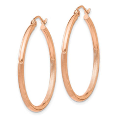 14k Rose Gold Lightweight Satin Diamond Cut Hoop Earrings - 5