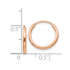 14k Rose Gold Polished Endless Tube Hoop Earrings - 9