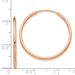 14k Rose Gold Polished Endless Tube Hoop Earrings - 6