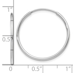 14k White Gold Polished Endless Tube Hoop Earrings - 9