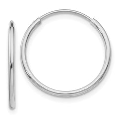 14k White Gold Polished Endless Tube Hoop Earrings - 10