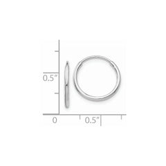 14k White Gold Polished Endless Tube Hoop Earrings
