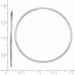14k White Gold Polished Endless Tube Hoop Earrings - 11