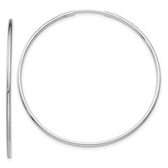 14k White Gold Polished Endless Tube Hoop Earrings - 11