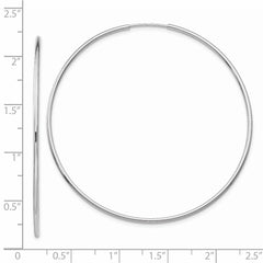 14k White Gold Polished Endless Tube Hoop Earrings - 12