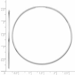 14k White Gold Polished Endless Tube Hoop Earrings - 14