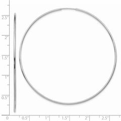 14k White Gold Polished Endless Tube Hoop Earrings - 7