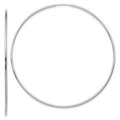 14k White Gold Polished Endless Tube Hoop Earrings - 7