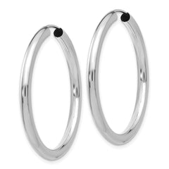 14k White Gold Polished Endless Tube Hoop Earrings - 5