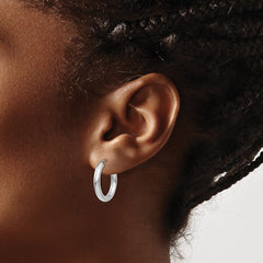 14k White Gold Polished Endless Tube Hoop Earrings - 8