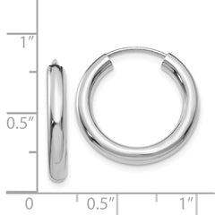 14k White Gold Polished Endless Tube Hoop Earrings - 8