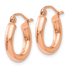 14k Rose Gold Polished 3mm Lightweight Tube Hoop Earrings - 6