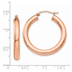 14k Rose Gold Polished 4mm Tube Hoop Earrings - 4