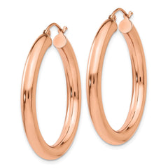 14k Rose Gold Polished 4mm Tube Hoop Earrings