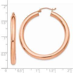 14k Rose Gold Polished 4mm Tube Hoop Earrings - 2