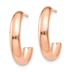 14k Rose Gold Polished Hoop Earrings - 3