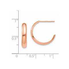 14k Rose Gold Polished Hoop Earrings - 3