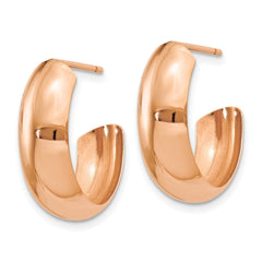 14k Rose Gold Polished Hoop Earrings - 2