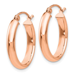 14k Rose Gold Polished Oval Tube Hoop Earrings - 2