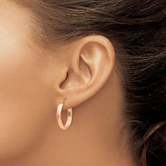 14k Rose Gold Polished Oval Tube Hoop Earrings - 2