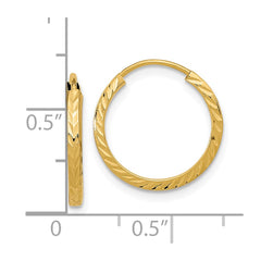 14k Diamond-cut Square Tube Endless Hoop Earrings - 6