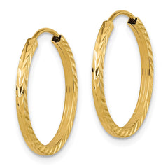 14k Diamond-cut Square Tube Endless Hoop Earrings - 2