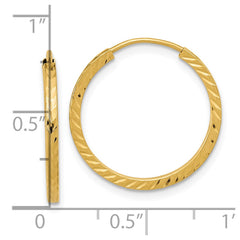 14k Diamond-cut Square Tube Endless Hoop Earrings - 2